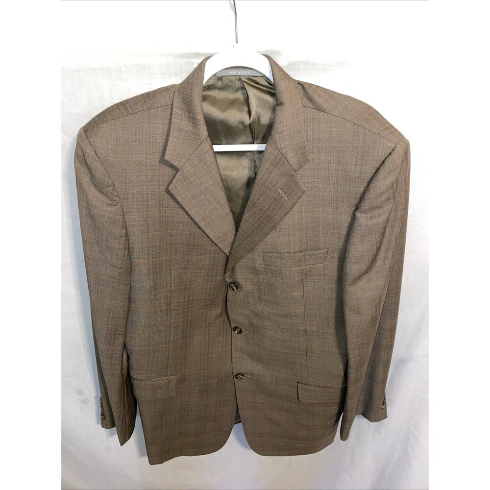 Hickey Freeman Men’s Dress Blazer Size 42R Brown 100% Worsted Wool Business City